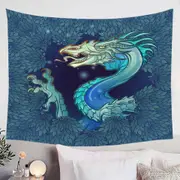 Scary Blue Dragon Tapestry