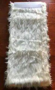 ISAAC MIZRAHI White Faux Fur TABLE RUNNER Designer 72" SHAGGY EYELASH NWT
