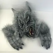 Spirit Grey Wolf Mask Hands Claws Paws Halloween Costume Brand New Cosplay Props