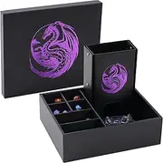 Soar Forge Dice Tray and Dice Tower for DND: All-in-One Tray, Storage & Large Tower for Random Rolls - Stores Your Sets, Mini's etc, Perfect for D&D and RPG Gift Accessories (Purple Dragon)