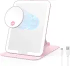 Foldable Travel Makeup Mirror with Lights and 20X Magnification, Rechargeable Ta