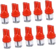 ETHZZLE 10 Pack T10 Led Car Bulbs Red Map/plate/trunk Light Led Lamp Universal Fit for Cars Motorbikes
