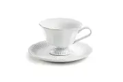 Grace Teaware Ivory Grace 7oz Fine Porcelain Cup and Saucer