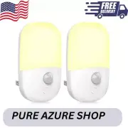 2 Pack Plug in Motion Sensor Dimmable Night Light, Soft Warm White LED (free shi
