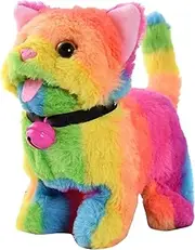 Electric Plush Cat - Interactive Plush Toy Battery Powered Cat with Wagging Tail - Cute Electronic Walking Animal for Youth, Boys, Girls, Children