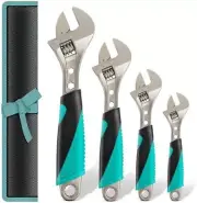 4 PCS Adjustable Wrench,Adjustable Spanner Wrench Set with Box End and Hex Funct