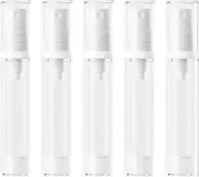 Kzvsiy 5 Pcs 10 ml Airless Pump Bottles, Refillable Clear Plastic Lotion Containers, Vacuum Press Pump for DIY Foundation, Gel, Essence, Moisturizer-Travel Size Cosmetic Containers