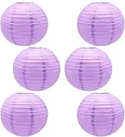 6 Pcs Paper Lanterns 12-Inch Purple Chinese Japanese Round Hanging Decoration Paper Lanterns for Halloween Wedding Birthday Paper Lanterns Party Decorations (Purple/QZ)