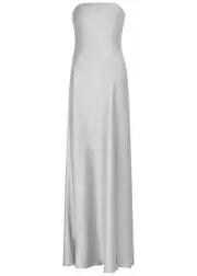 Christopher Esber Palladium Strapless Satin Maxi Dress - Silver - 10 (UK10 / S) 10 (UK10 / S)