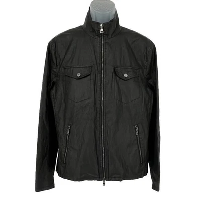 John Varvatos Men Garment-Washed Zip Jacket in Black Size 52EU/22US