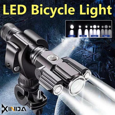 Front Lamp USB Rechargeable Long-Range Cycling LED Bike Bicycle Head Light torch
