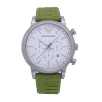在飛比找樂天市場購物網優惠-ARMANI 義式新潮風格三眼計時優質腕錶-綠色/45mm-