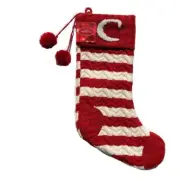 St. Nicholas Square Red White Knit Embroidery Christmas Stocking