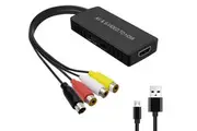 SVideo to HDMI Converter, S-Video & 3RCA CVBS AV to HDMI Adapter 1080P/720P Compatible with PC Laptop, Xbox, PS3, VHS VCR Camera DVD Players