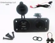 New Dual USB Charger 4.8A Socket Panel Mount Marine 12V Outlet 60" Wires