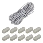 10.94 Yards Blinds Bead Chain Cord with 20 Pcs Connectors for Bead Blinds Grey