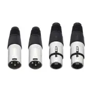 4 Pcs 3 Pin XLR Connector, Male Female Plug Microphone Cable Connector, Silver