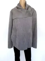 NWT! ANNE KLEIN Plus Size 3X Faux Suede Jacket Blazer Parka Outwear Gray Women