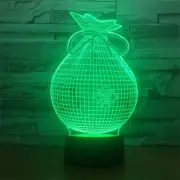 Luckybag 3D Illusion Night Light 7 Colors Change Touch Lamp for Bedroom Gift