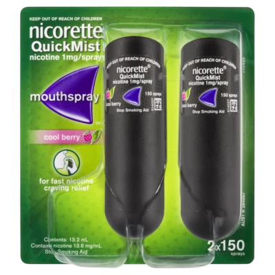 Nicorette QuickMist Mouth Spray 2 x 150 Sprays – Cool Berry Craving Relief