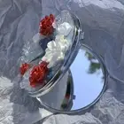 Portable Metal Round Make Up Mirror Cute Butterfly Flower Double-sided Folding