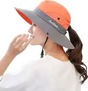 [Muryobao] Women's Summer Sun Hat Outdoor UV Protection Foldable Wide Brim Bucket Boonie Hats Beach Safari Fishing Cap