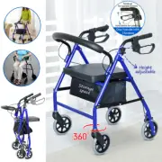 Rollator Walking Frame 4 Wheel Lightweight Aluminium Walker Aid Seniors