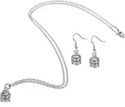 [BESTYASH] 1 Set Silver Earrings and Necklace Hook Earrings for Women Women Jewelry Zinc Alloy Women Charm Necklace