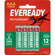 Eveready Rechargeable AAA Batteries 4 pack