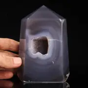 748g119mm Druzy Agate Geode Tower Point Natural Crystal Polished Quartz Healing