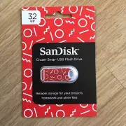 NEW IN BOX SANDISK CRUZER SNAP USB FLASH DRIVE 32 GB