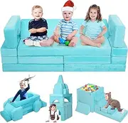 OSYKIU 18PCS Modular Kids Play Couch, Convertible Sectional Sofa for Toddlers, DIY Creative Playroom Furniture, Foam Floor Cushion for Boys and Girls, Building Fort and Lounge Set