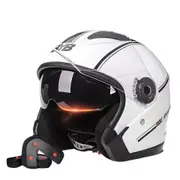 Open Face Motorcycle Helmet Flip Up Dual Visor ABS Shell Lightweight White