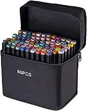 Art Marker Set 80 Color Dual Tip Permanent Sketch Markers for Artist Kid Drawing