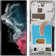6.8 OLED Original for Galaxy S22 Ultra, LED LCD Display Touch Screen Digitizer Assembly S22ultra 5G SM S908B, LCD Screen Replacement with Frame, EU International Version (Silver)