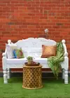 Reclaimed Timber Vintage White Rustic Seat Handcarved Timber Indian Day Bed
