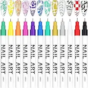 12 Color 3D Nail Art Pens Set, Kalolary Nail Polish Pens Nail Point Graffiti Dotting Pen Drawing Painting Liner Brush for DIY Nail Art Beauty Adorn Manicure Tools（G)