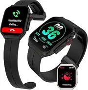 MYLAMZAL Smart Watch for Man Women with Bluetooth Call, Android ＆ iOS Compatible 1.96" AMOLED Touchscreen AI Voice Fitness Tracker Heart Rate/Sleep/SpO2/Stress Monitor Pedometer, 120+ Sport Modes