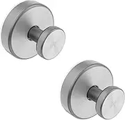 Suction Cup Hooks for Shower, Removable Towel Hooks for Bathroom Window Glass Door Wall, Bath Robe Looafh Hook for Hanging - 2 Pack, Silver