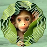 Wind Spinner 10" Adorable Baby Monkey Chimp Jungle Double Sided WindSpinner