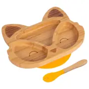 Tiny Dining Bamboo Fox Baby Weaning Plate & Fork Set