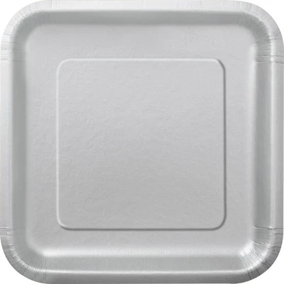 Unique Industries Party Tableware, 9" x 9", Silver