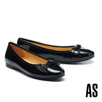 在飛比找Yahoo奇摩購物中心優惠-平底鞋 AS 甜美氣質蝴蝶結全真皮尖頭平底鞋－黑
