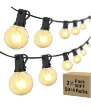 Outdoor String Lights 100FT 2 Pack G40 Globe Patio Lights with 54 Edison Glass