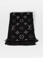 Black & Silver Wool Logomania Scarf