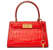 AUTH NWT $598 Tory Burch Lee Radziwill Petite Croc Embossed Leather Crossbody