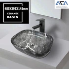 Gloss Grey Ceramic Above Counter Top Basin Bathroom Vanity Sink Bowl 500*400mm