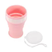 Collapsible Water Bottle, 350mL Travel Folding Cup for Camping, Pink