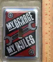 OPEN ROAD Brand Light Switch Plate Cover 'My Garage My Rules' New in Package