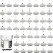 100 Pieces 1.5 Inch Unscented Floating Candles Set, Small Floating Candles for Centerpieces Dripless Wax Discs for Holiday, Wedding, Halloween, Christmas, Valentine's Day, Pool Party(White)